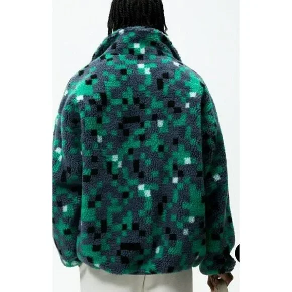 ZARA MAN NWT FW22 GRAY ABSTRACT PRINT FLEECE JACKET 3548/307 l-xl - Picture 12 of 13